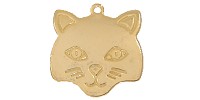 tablica.si-Dimenzije: 33 x 35 mm, medenina Obesek za mačko MUCA zlata